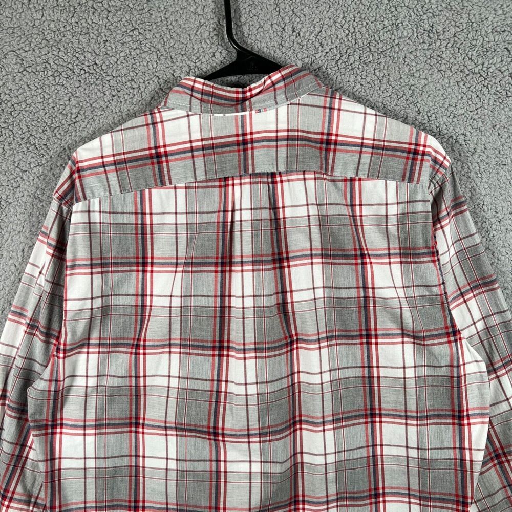 J Crew Shirt Mens Medium Red Gray Plaid Classic Casual Preppy‎ Button Down Adult - Picture 9 of 12